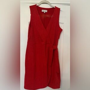 Madewell Bold Red Wrap Midi Dress